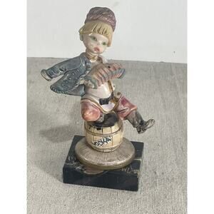 Simonelli Fontanini RUSSIAN BOY Vodka Barrel Figurine Marble Base Italy Depose